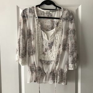 Daniel Rainn Boho Style Peasant Blouse w/ Crochet